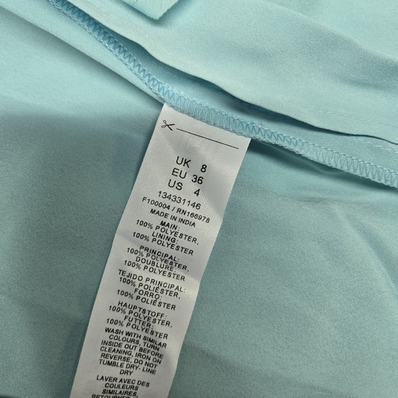 ASOS | Ruched Front High Low Frill Maxi Prom Dress in Aqua sz 4 - Picture 10 of 10